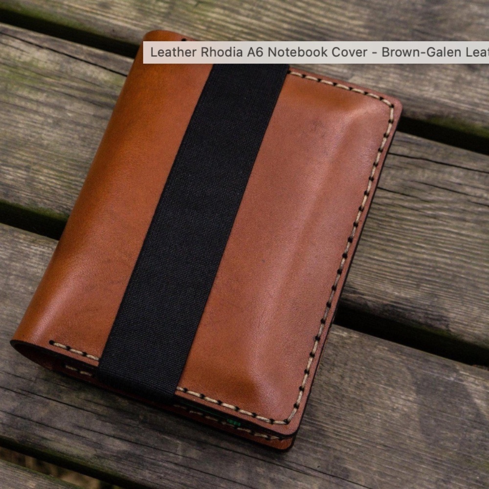 Galen Leather A6 Notebook Cover - Brown, Veg Tan Leather imported from Turkey - Picture 2 of 7